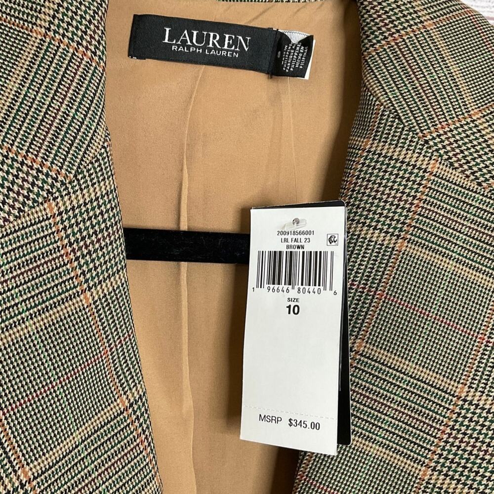 NWT Lauren Ralph Lauren Plaid Checkered Blazer Women's Size 10 Business Chic - Picture 5 of 9